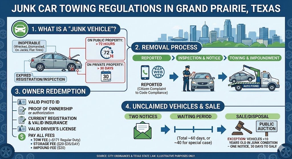 Junk Car Towing Regulations in Grand Prairie
